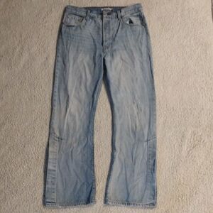 Levi's Premium Size 32 Light Blue Ribcage Split Flare Open Hem Relaxed Jeans